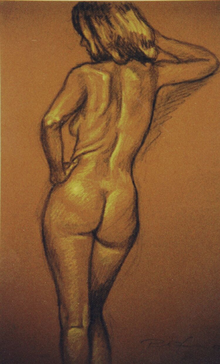 Drawing, Conte crayons on pastel paper. Nude-4. 